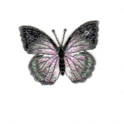 Ecusson Thermocollant PAPILLON PAILLETTES Coloris Gris