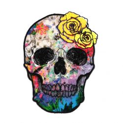 Ecusson Thermocollant TETE DE MORT ET FLEURS