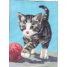 Kit Canevas Chaton et Pelote de Laine 15 x 20 cm