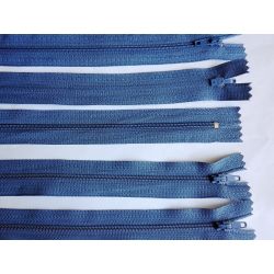 5 FERMETURES eclair FINE POLYESTERE 20 cm COLORIS BLEU pochette coussin jupe