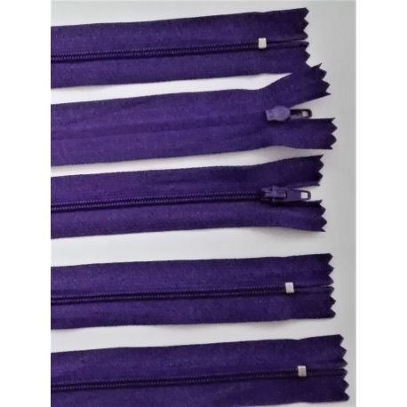 Fermeture à glissière Fine Polyestère Coloris Violet 30 cm