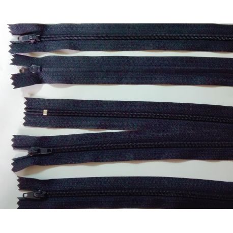 5 FERMETURES eclair FINE POLYESTERE 30 cm COLORIS BLEU MARINE pochette coussin jupe