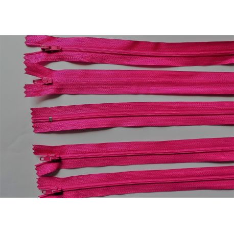 5 FERMETURES eclair FINE POLYESTERE 30 cm COLORIS ROSE pochette coussin jupe