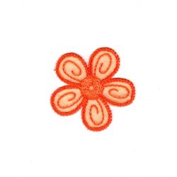Ecusson Thermocollant Petite FLEUR Coloris ORANGE 4 x 4 cm
