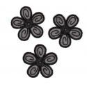 Ecusson Thermocollant 3 Petites Fleurs Coloris Noir 4 x 4 cm