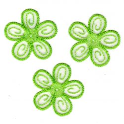 Ecusson Thermocollant 3 Petites Fleurs Coloris Vert 4 x 4 cm