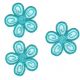 Ecusson Thermocollant 3 Petites Fleurs Coloris Turquoise 4 x 4 cm