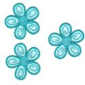 Ecusson Thermocollant 3 Petites Fleurs Coloris Turquoise 4 x 4 cm