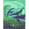 Kit Canevas Plongée Sous Marine Dauphins 15 x 20 cm