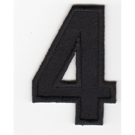 Ecusson Thermocollant Chiffre Numéro 4 Coloris Noir 3 x 5 cm