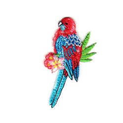 Ecusson Thermocollant Perroquet Coloris Bleu et Rouge 3 x 6 cm