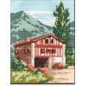 Kit Canevas Maison à la Montagne C 14 x 18 cm Pénélope Blanc Petits Trous