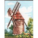 Kit Canevas Moulin en Provence F 14 x 18 cm Pénélope Blanc Petits Trous