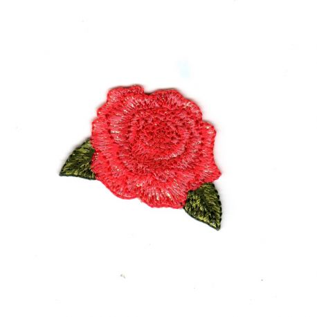Ecusson Thermocollant Fleur Rose 3,50 x 4,50 cm 
