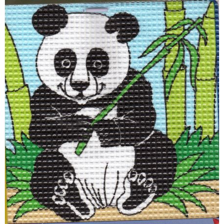 Kit Canevas Panda 16 x 16 cm Gros trous