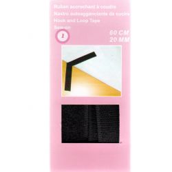 Ruban Accrochant A Coudre type Velcro 2 cm de large 60 cm de long Coloris Noir