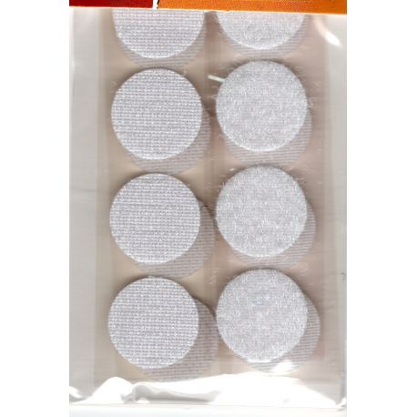 8 Pastilles Accrochantes Adhésives Autocollantes 19 mm Coloris Blanc