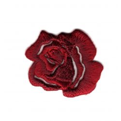Ecusson Thermocollant Fleur Petite Rose Ajouré Coloris Rouge Foncé 3 x 3 cm 