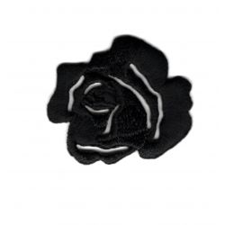 Ecusson Thermocollant Fleur Petite Rose Ajouré Coloris Noir 3 x 3 cm 