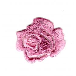 Ecusson Thermocollant Fleur Petite Rose Ajouré Coloris Rose 3 x 3 cm 