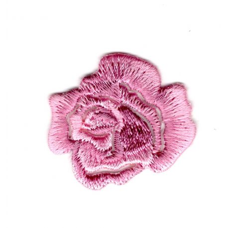 Ecusson Thermocollant Fleur Petite Rose Ajouré Coloris Rose 3 x 3 cm