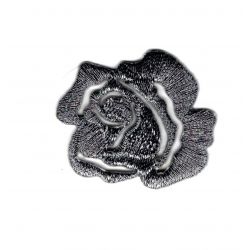 Ecusson Thermocollant Fleur Petite Rose Ajouré Coloris Gris Fer 3 x 3 cm 