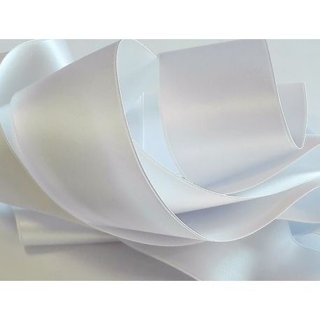 Ruban Satin Luxe Largeur 50 mm double face Coloris Blanc longueur 3 mètres