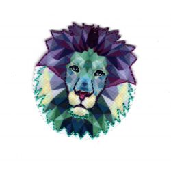 Ecusson Thermocollant Tête de Lion Géométrique 5 x 5 cm 