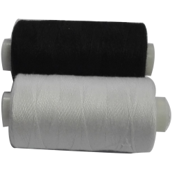 2 Bobines : 1 noir et 1 blanc 500 mètres la bobine Polyester fil à coudre