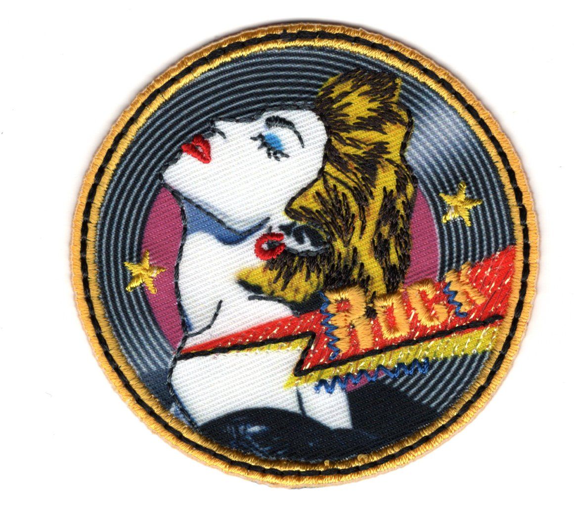 EcussonRock and Roll, patch thermocollant musique rock n roll bleu, 10 cm