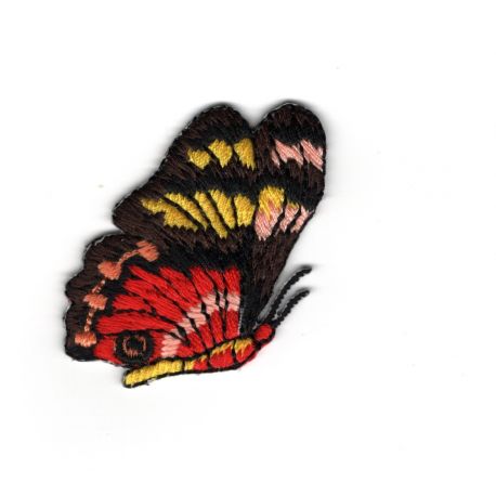 Patch Ecusson Thermocollant Papillon Coloris Rouge et Marron 3 x 5 cm
