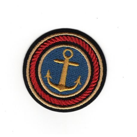 Patch Ecusson Thermocollant Cocarde Ancre Marine 4 x 4 cm