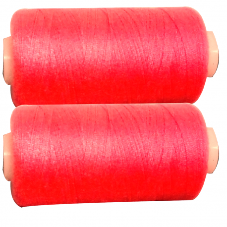 2 Bobines 500 mètres Polyester Coloris Fluo Rose Fil à Coudre
