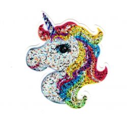 Patch zum Aufbügeln Patch Unicorn Glitter Pailletten 5,50 x 6 cm