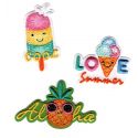 Patch Ecusson Thermocollant x 3 Glace Cool Ananas Love Summer 4 x 4 cm environ