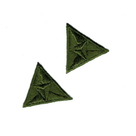 Patch Ecusson Thermocollant 2 x Mouche Triangle Coloris Vert Kaki 2,20 x 2,50 cm