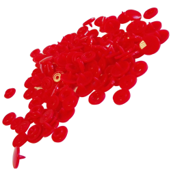 30 Boutons Pressions en Plastique Coloris Rouge 12 mm