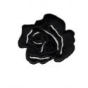 Patch Ecusson Thermocollant Fleur Petite Rose Ajouré Coloris Noir 3 x 3 cm 