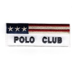 Patch Ecusson Thermocollant Polo Club Coloris Blanc USA 2,50 x 7 cm