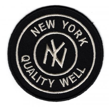 Patch Ecusson Thermocollant Rond New York Coloris Marine 7 x 7 cm