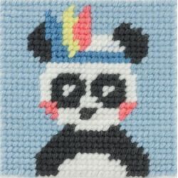 Komplettes Canvas Kit Panda Pandi 15 x 15 Kinder große Löcher