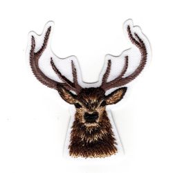 Patch Ecusson Thermocollant Tête de Cerf Renne 6 x 6,50 cm