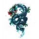Patch Ecusson Thermocollant Dragon de feu chinois coloris bleu vert 5 x 8 cm