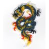 Patch Ecusson Thermocollant Dragon de feu chinois coloris kaki jaune 5 x 8 cm