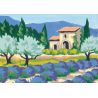 Kit Canevas complet Les Champs de lavande 14 x 18 cm