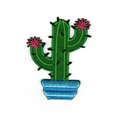 Patch Ecusson Thermocollant Cactus fleuri 5 x 7 cm