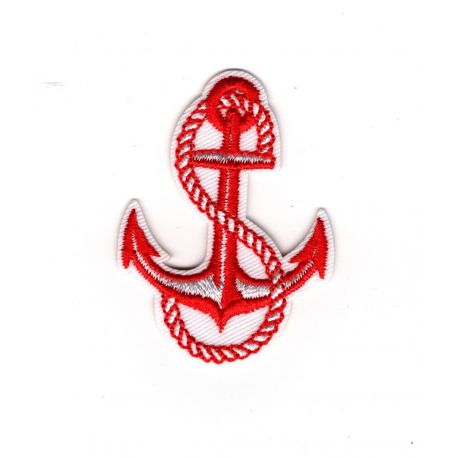 Patch Ecusson Thermocollant Ancre marine fond blanc coloris au choix 3,50 x 5 cm