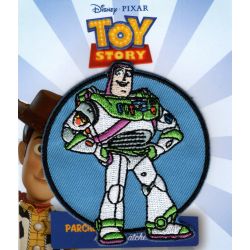 Patch Ecusson Thermocollant Buzz l'éclair fond bleu Toy Story 6,50 x 7 cm
