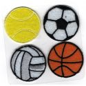 Patch Ecusson Thermocollant 4 balles et ballons foot tennis basket volley 3 x 3 cm