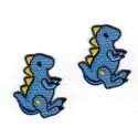 Patch Ecusson Thermocollant 2 x dinosaure bleu 3 x 3,50 cm